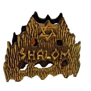 Judaica Star of David Napkin  Brass Shalom Mail  Holder Israel Vintage
